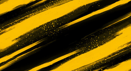 Wall Mural - Black and yellow abstract background with brushstroke and halftone style	
