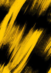 Wall Mural - Black and yellow abstract background with brushstroke and halftone style	
