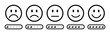 © Tiger pixel creation - Emoji feedback rating scale with thumbs up icons below each face from sad to happy. Suitable for surveys, reviews, user experience, customer feedback forms, and social media. Rating emoji, feedback.