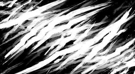 Wall Mural - Black and white abstract background with brushstroke and halftone style