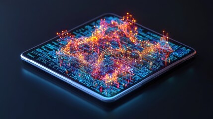 Wall Mural - artificial ligence neural network pattern visualized on tablet display showcasing complex data and i