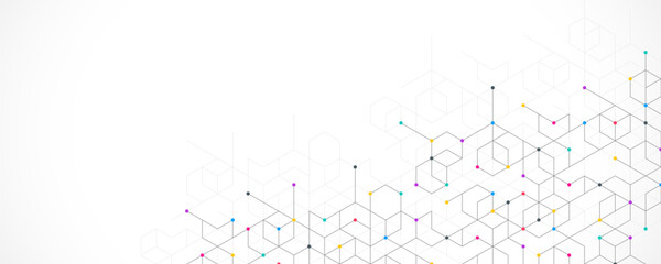 Fototapete - Abstract vector background with simple geometric figures and dots. Graphic design element and polygonal shape pattern