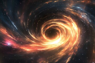 Wall Mural - A mesmerizing cosmic illustration depicting a brilliant spiral galaxy in a vast stellar expanse
