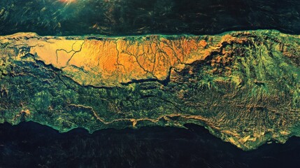 Wall Mural - earth from space, illustrating the natural features like rivers, forests, and deserts, with a bright