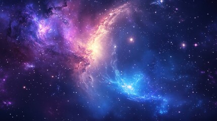Wall Mural - vibrant cosmic background featuring swirling galaxies, glowing nebulae, and sparkling stars in deep 