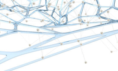 Fototapete - Global network. Blockchain. 3D illustration. Neural networks and artificial intelligence. Abstract