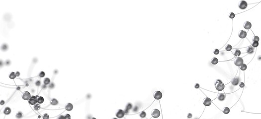 Poster - Modern abstract background image featuring interconnected gray spheres and thin lines. Perfect for tech, science, or network concepts.