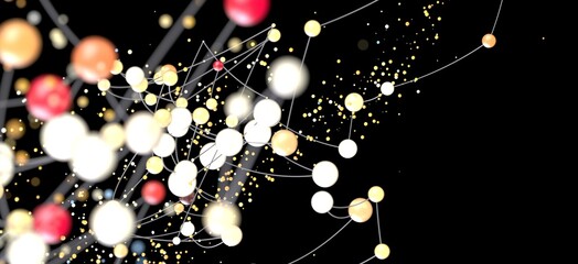 Fototapete - Modern abstract background with glowing spheres connected by lines. Ideal for tech, network, or connection concepts.
