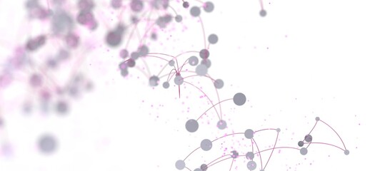 Fototapete - Pink and grey abstract network connections.  Perfect for technology, science, or medical designs.