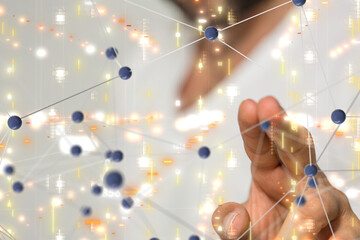 Fototapete - Neural network 3D illustration. Big data and cybersecurity
