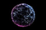glowing digital sphere made of interconnected lines and nodes on black background. concept of global communication and technology. futuristic network, data visualization, digital art.