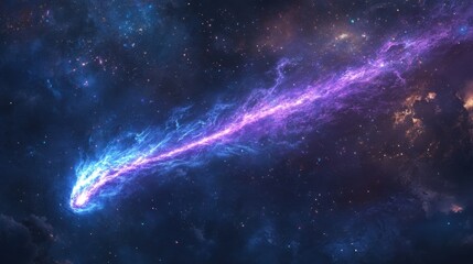 Wall Mural - Cosmic Comet Streaking Across the Starry Sky Deep Space Nebula Abstract Digital Art Illustration