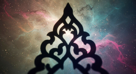 Wall Mural - ornate shadow silhouette cosmic nebula background abstract art