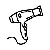 A contour icon. An electric appliance designed for drying hair. Hair dryer. A design element.