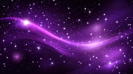 Wall Mural - Purple Galaxy with Stars and Light Streaks Abstract Background Illustration Digital Art