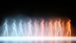 © Lion - Abstract motion blur of human figures in blue and orange light on dark background