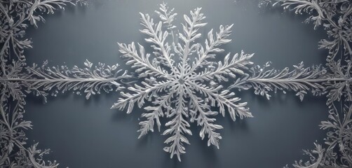 Wall Mural - Intricate snowflake border, elegant vector Christmas card design , stylish, vintage, frame