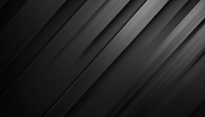 Poster - Abstract Dark Background with Diagonal Stripes in Black and Gray Shades Creating a Modern Geometric Texture Design with Oblique Lines and Subtle Shadows