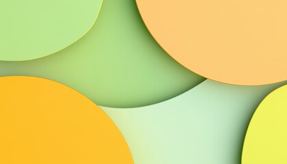 Fototapete - Abstract Geometric Background Featuring Overlapping Circles in Pastel Green and Yellow Tones Creating a Visually Appealing Decorative Backdrop