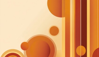 Aufkleber - Abstract Geometric Background with Orange and Brown Circles and Lines Retro Style Design for Wallpaper and Decoration