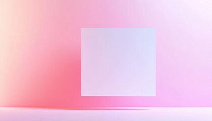 Aufkleber - Floating White Square Against a Pink Gradient Background Minimalist Abstract Composition with Clean Lines and Soft Lighting for Modern Design Presentation or Art Display