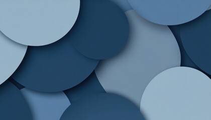 Fototapete - Overlapping Blue Circles Abstract Background with Geometric Shapes in a Contemporary Minimalist Design Featuring Varied Shades and Subtle Shadows for Texture