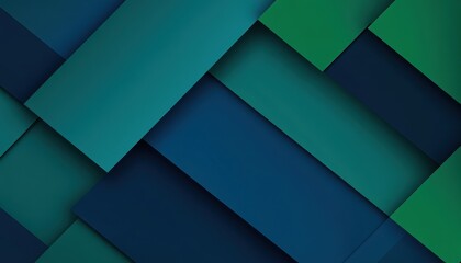 Leinwandbilder - Overlapping Rectangles in Shades of Blue and Green Geometric Abstract Background Design With Modern Art Style