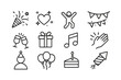 © Alan - Celebrate special moments with vector icons showcasing party elements, including gifts, confetti, and balloons