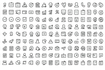 Wall Mural - vector illustration icons depicting a variety of activities and objects for digital communication an