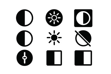Wall Mural - vector illustration showing various icons representing brightness, contrast, and light adjustment se