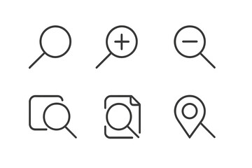 Wall Mural - vector illustration icons representing search functions, magnification, and location markers commonl