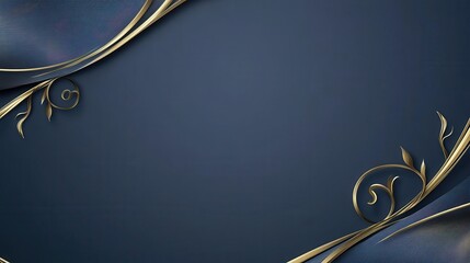 Fototapete - Abstract Dark Blue and Gold Ornate Background with Decorative Swirls and Elegant Victorian Patterns for Invitation or Certificate Design with Copy Space