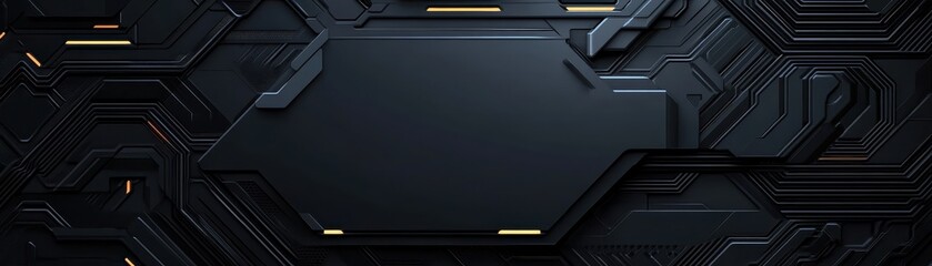 Poster - Abstract Dark Gray Technical Panel with Geometric Pattern Background Futuristic Design with Intricate Metallic Details for Modern Graphic Element and High Tech Decoration