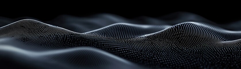 Leinwandbilder - Abstract Dark Wave Background with Glowing Dots Modern Digital Texture and Futuristic Design with Geometric Elements for Creative Art and Technology Presentations