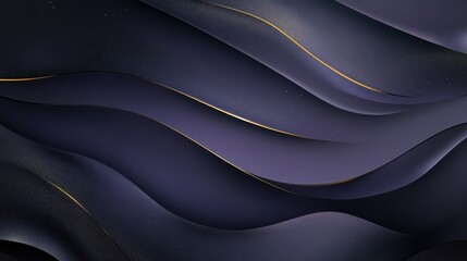 Fototapete - Abstract Dark Purple Waves with Golden Glitter Accents Modern Graphic Design with Smooth Gradient and Elegant Lines Perfect for Wallpapers and Backgrounds