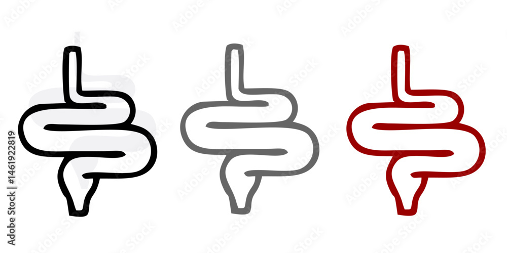Intestine icon. Bowel symbol. Human anatomy, guts or intestinal tract ...