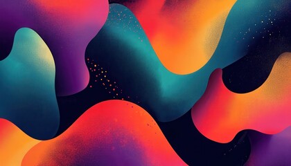 Poster - Abstract Fluid Background in Orange Purple and Blue with Gradient Texture for Modern Design and Creative Art Vibrant Colors and Smooth Transitions