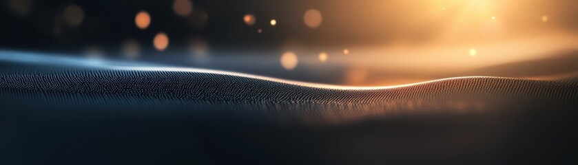 Aufkleber - Abstract Wavy Texture with Glowing Light Effects in Dark Background Modern Graphic Element Shine and Blur Design Elegant Golden Curve Overlay for Futuristic Technology Visualization