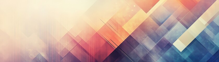 Leinwandbilder - Dynamic Geometric Pattern with Overlapping Triangles in Purple Orange and Beige Hues for Modern Abstract Backgrounds and Decorative Design with Clean Lines
