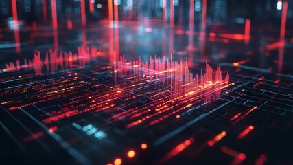 Digital Data Stream: A mesmerizing display of interconnected digital pathways, where red and blue data streams pulse with energy, evoking the essence of technological advancement and innovation.