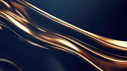 Leinwandbilder - Golden Wavy Lines on Dark Gradient Background Abstract Texture with Shiny Elegant Curves and Metallic Flowing Pattern