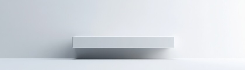 Aufkleber - Minimalist White Platform Display with Clean Geometric Shape Against a Neutral Background for Product Showcase and Modern Presentation with Soft Lighting and Ample Copy Space