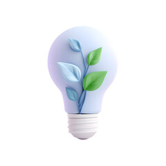 Aufkleber - A minimalist pastel colored 3D icon depicting a lightbulb with leaf like accents symbolizing renewable energy and environmental sustainability