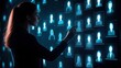 © Abdhul - Woman interacts with a holographic display of digital profiles