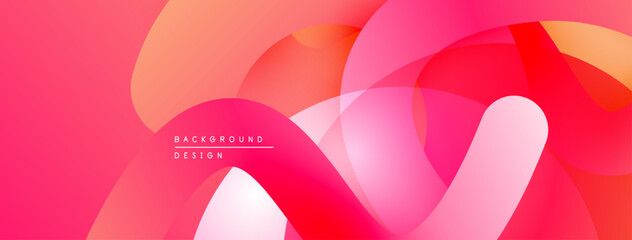 Wall Mural - Abstract fluid shapes, vibrant pinks, oranges create dynamic background. Modern design, smooth gradients offer visual interest.