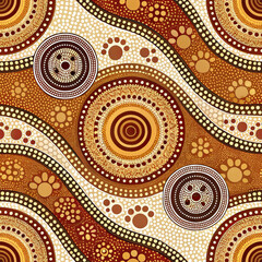 Fototapete - Colorful abstract pattern with circular motifs and wavy designs.