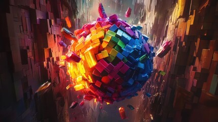 Wall Mural - colorful cube sphere in abstract space