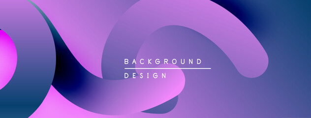 Poster - Abstract purple background. Fluid shapes overlap, creating dynamic visual effect. Text reads background design. Modern, vibrant composition.