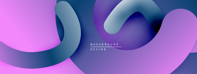 Fototapete - Abstract fluid shapes, purple hues dominate design. Smooth curves create dynamic composition, modern aesthetic. Background features gradient colors.