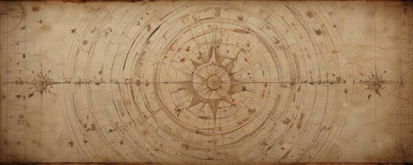 Wall Mural - faded celestial chart, intricate star patterns, aged paper texture, map, chart